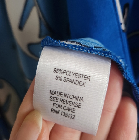 Modcloth S/M Blue White Cat Print Breezy Bliss Kimono Cover-up Silky Blouse - Picture 4 of 7